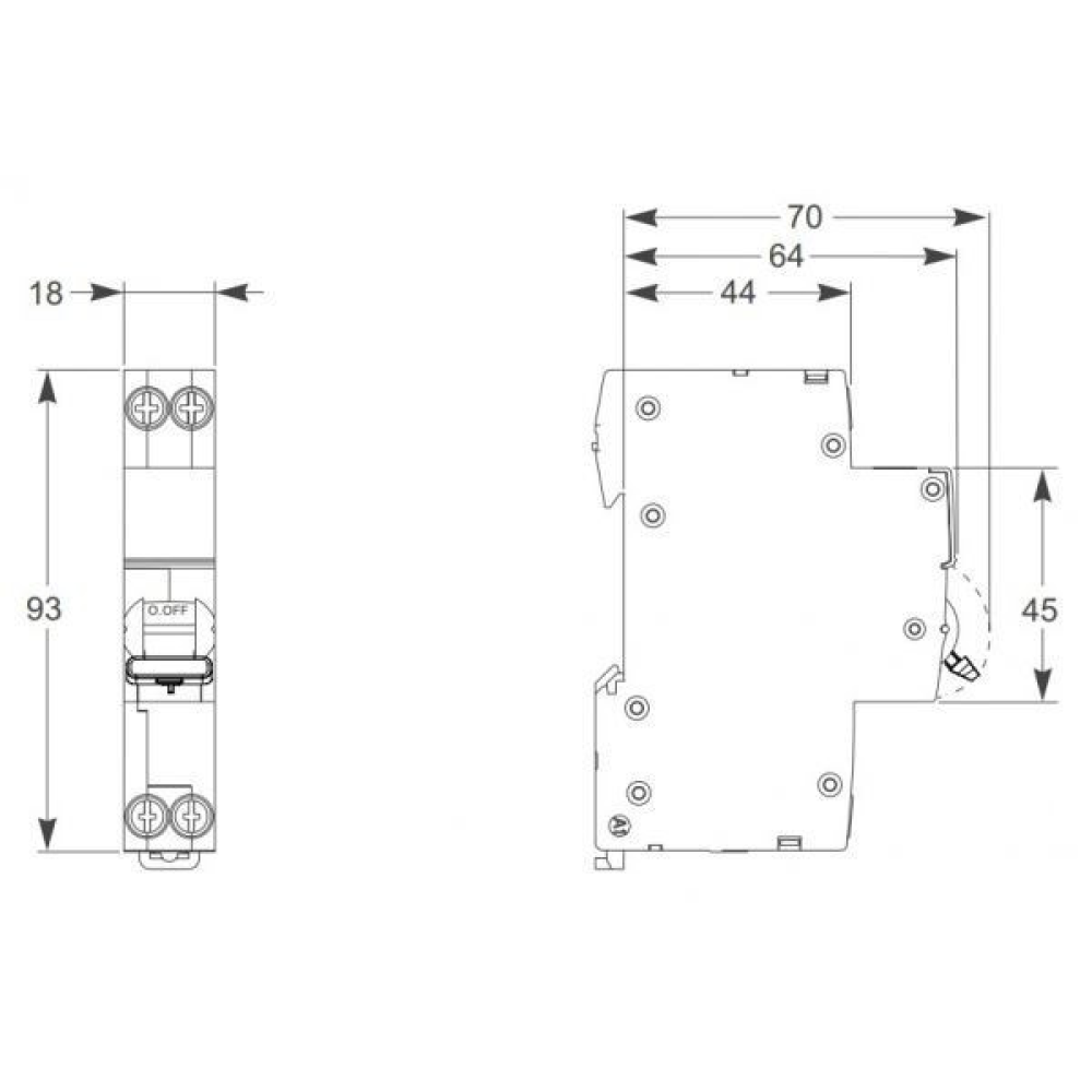 Компакт. диф. автоматичний вимикач RESI9 16А, 30мA, 1P+N, 6кA, крива С, тип АС